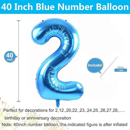 40 inch Blue Number Balloon Giant Foil Helium Balloons Blue Number 2 Balloon - Image 2