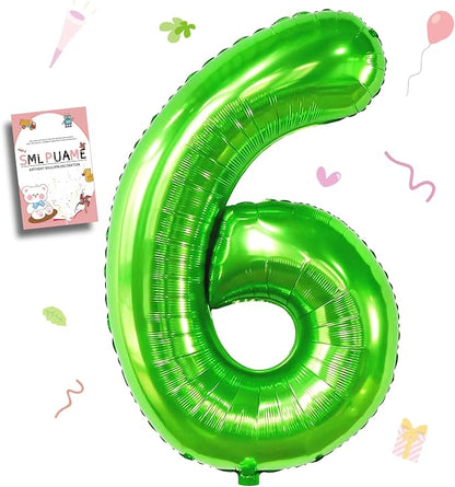 40 inch Number Balloon 0-9 Green Large Number 6 Balloons, Digital Balloons by Smlpuame