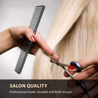 Styling Comb (5 Pack) | Professional 7 Inch Black Carbon Fiber Anti Static Chemical And Heat Resistant Comb For All Hair Types | Fine and Wide Tooth Combs For Men and Women | By Bardeau Essentials