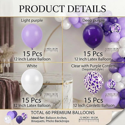 60-Pack 12-Inch Confetti Latex Balloons - Image 2