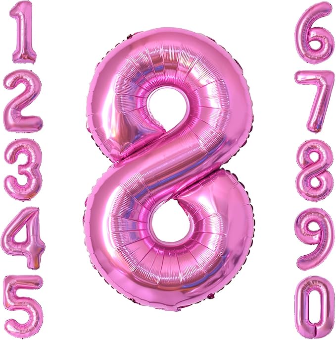 Pink Number 8 Balloon 40 Inch, Shiny Metallic Numeral by Unknown