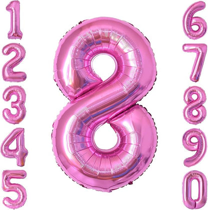 Pink Number 8 Balloon 40 Inch, Shiny Metallic Numeral by Unknown