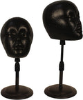 2 PACKS Adjustable wig or hat black styrofoam mannequin head holder stand (13”to 17”) (Black head 01)