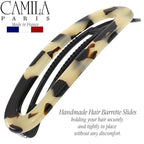 Camila Paris CP3364 French Hair Barrette Clip for Women, Handmade, White Tokyo, Slide-in Metal-Free Closure, Strong Hold Grip Hair Clips for Girls, No Slip Durable Hair Accessories, Made in France