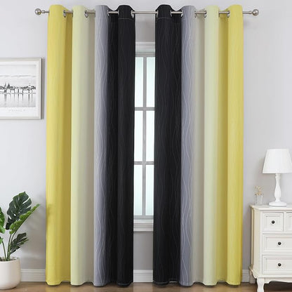 Black and Yellow Ombre Blackout Curtains - Image 2