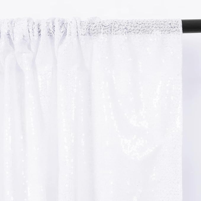 Eternal Beauty White Sequin Backdrop Curtains, 4 Panels 2x8FT | 3mm Sparkle - Image 7