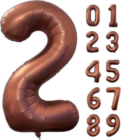 40 Inch Coffee Brown Number 2 Balloon Large Size Jumbo Digit Mylar Foil Retro by Lovoir
