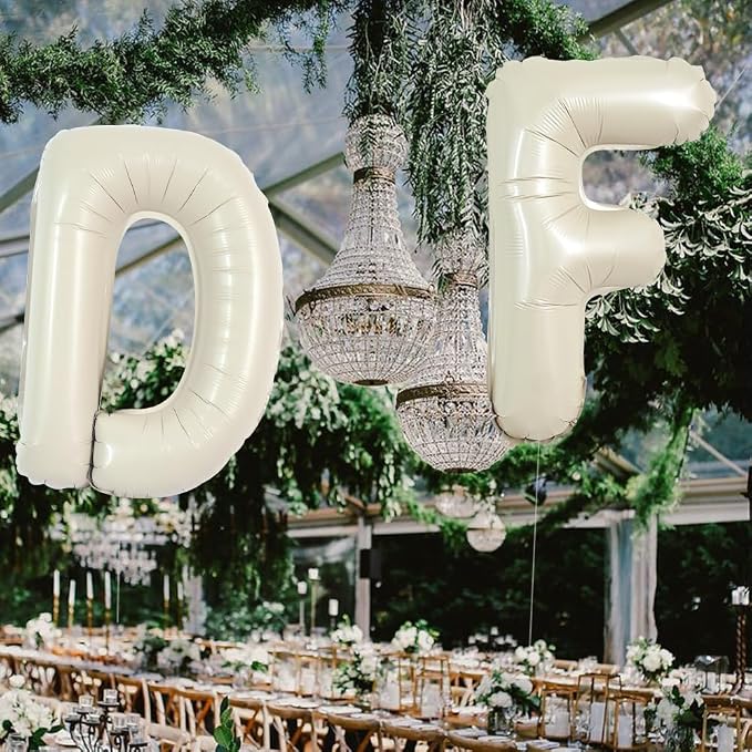 TONIFUL 40 Inch Large Cream White Letter F Balloons Giant Alphabet Letter - Image 4