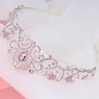 Didder Silver Tiaras and Crowns for Women, Pink Crystal Tiara Crowns For Women Girls Elegant Crown with Combs Princess Crown Tiara Birthday Crowns for Women Bridal Wedding Prom Birthday Party