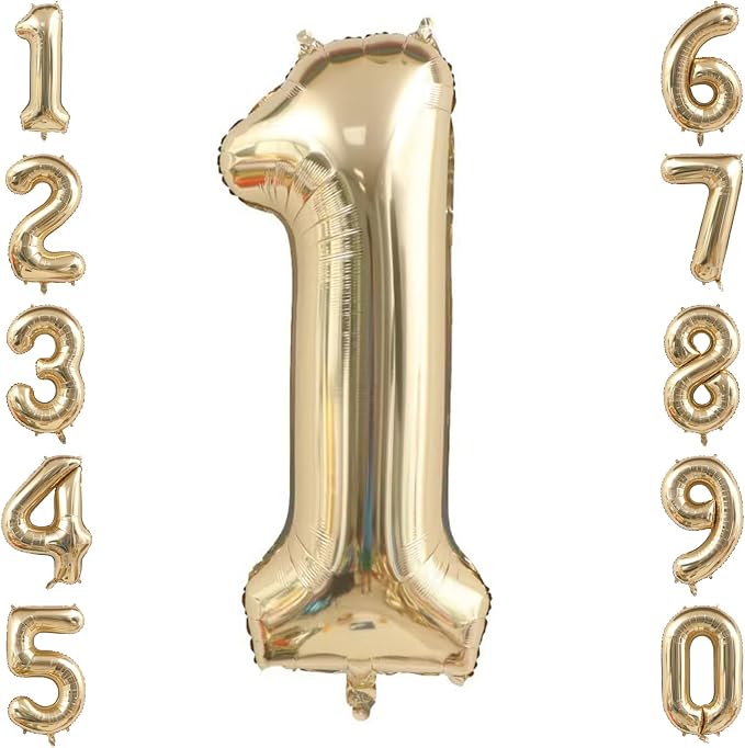 White Gold Number 1 Balloon 40 Inch, Foil Numeral by Unknown