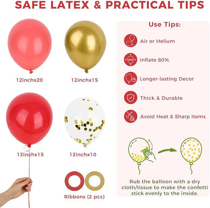 LovesTown 60PCS Red Gold Balloon Garland Kit - Image 7