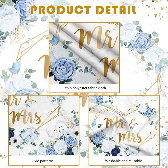 AIBIIN 8x6ft Mr and Mrs Floral Backdrop - Image 7