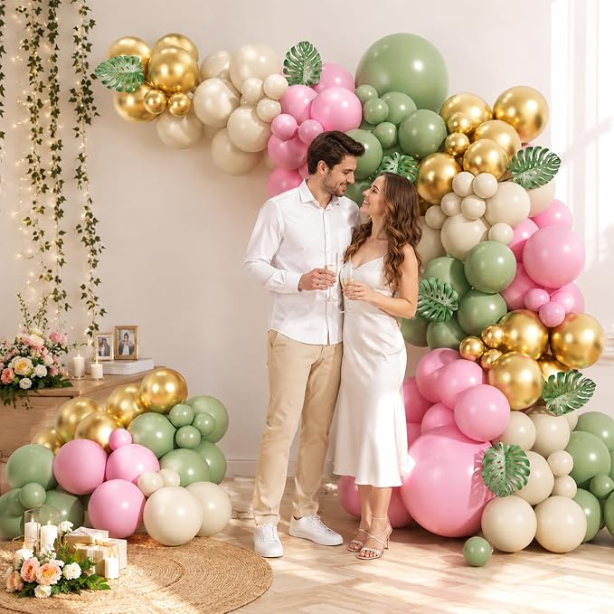 Pink and Green Gold Balloon Arch Kit - Image 7