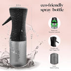 Kitsch Continuous Spray Bottle for Hair – Fine Mist Water Mister & Water Spray Bottle – Recycled Hair Spray Bottle – Spray Bottles for Cleaning, Styling, Plants & More – Black, 150ml