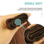 YoungSee Sew in Extensions Copper Weft Hair Extensions Colorful Human Hair Weft Extensions Light Copper Long Straight Hair 100G 24Inch