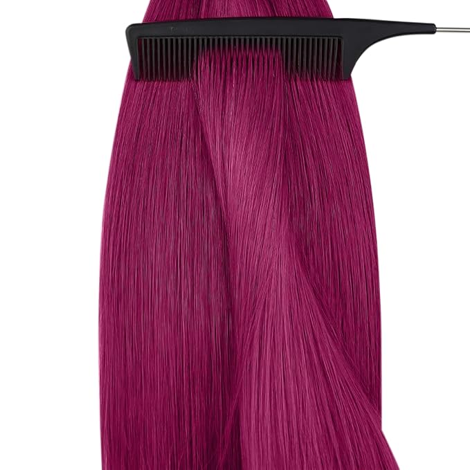 YoungSee Nano Ring Hair Extensions Magenta 22 inch Nano Bead Hair Extensions Human Hair Burgundy Nanobead Human Hair Extension Colored Nano-Ring Hair Extension Real Human-hair 1g/s 25g 25s
