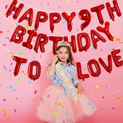 Red Happy Birthday Balloon Banner Set -16" Foil Letters Balloons | 76pcs - Image 8