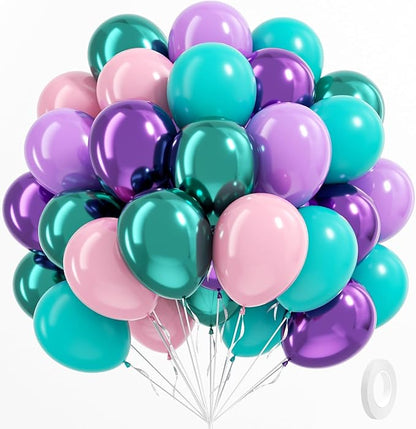 60pcs Mermaid Balloons 12inch by BAUANOOY
