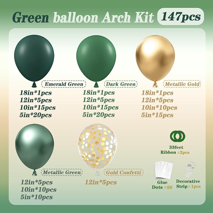147pcs Green Balloon Garland Arch Kit - Image 2