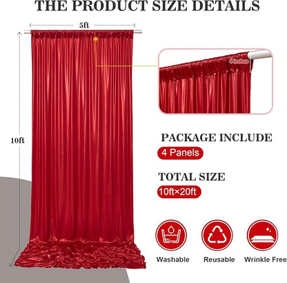 20x10ft Thick Red Glitter Backdrop Curtain Panels - Image 6