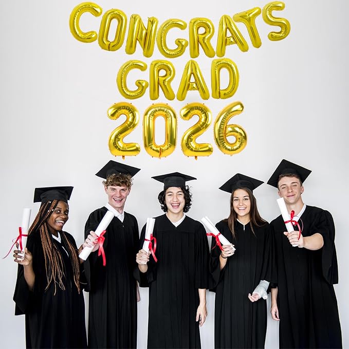 TONIFUL Graduation Balloons 16 Inch Gold Congrats Grad Balloons 16 Inch Gold - Image 5