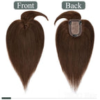 SEGO Hair Toppers for Women Real Human Hair with Thinning Hair, Toppers Hair Pieces Clip in Toppers Straight Hair Pieces with Front Bangs 150% Density Silk Base -12 Inch #4 Medium Brown