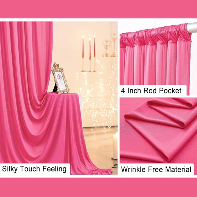 30 ft x 10 ft Wrinkle Free Fuchsia Backdrop Curtain - Image 3