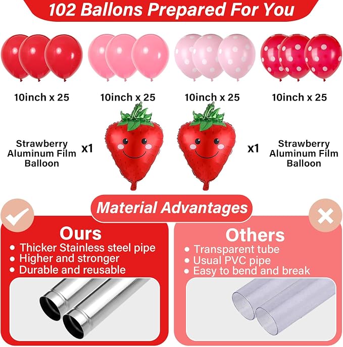 2 Sets Strawberry Party Balloon Column Stand Kit - Image 3