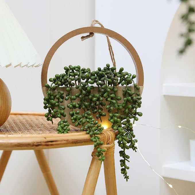 2pcs Artificial Succulents Hanging Plants 20.1'' Fake String of Pearls in Pot - Image 7