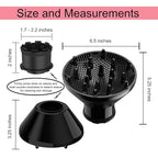 Universal Hair Diffuser Adaptable Hair Dryer Attachment for Blow Dryer Nozzles from 1.7 to 2.2 inch Diameter (Black)