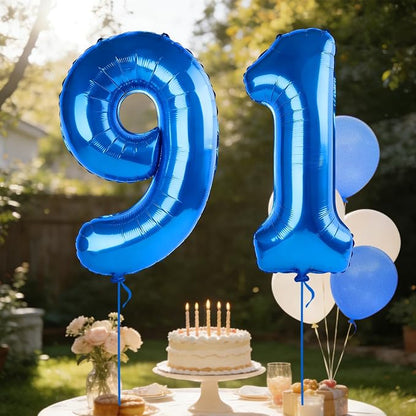 40 Inch Number 91 Balloons for 91st Birthday Party Decorations, 0-100 Dark Blue - Image 3