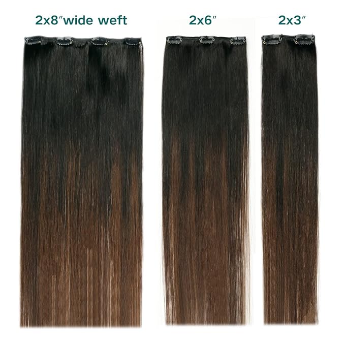 SURNEL Hair Extensions Clip Ins Balayage Natural Black to Chocolate Brown Clip in Hair Extensions 22 Inch 6pcs 120g(#1BT4,22'')