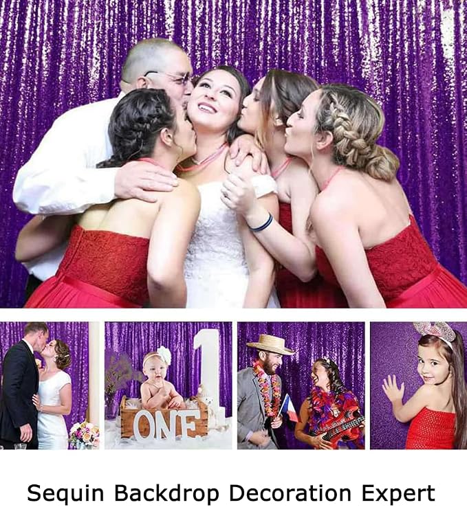 ShinyBeauty Purple Sequin Backdrop-Curtain 4FTx8FT, Photography & Photo Booth - Image 6