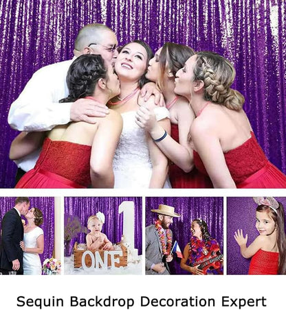 ShinyBeauty Purple 4FTx8FT Sequin Photo Backdrop Bridal Shower Photo Booth - Image 6