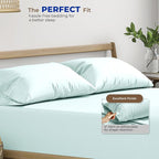 THREAD SPREAD 100% Egyptian Cotton Pillow Cases - 1000 Thread Count Pillow Cases Queen/Standard Size Set of 2, Soft & Breathable Extra Long Staple Sateen Weave Cotton Pillow Cover for Bed - Sea Foam