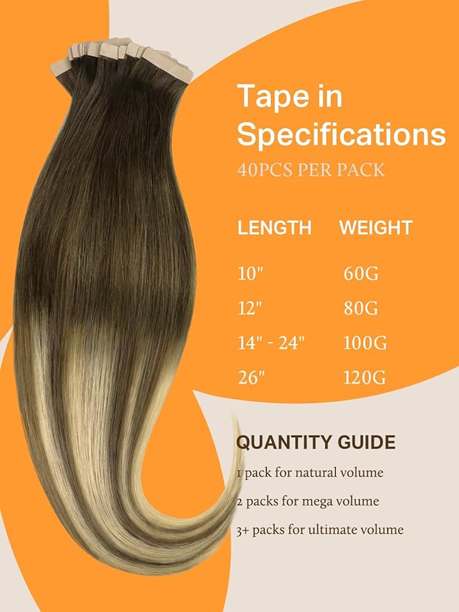 DOORES Hair Extensions Real Human Hair, Walnut Brown to Ash Brown and Bleach Blonde 10 Inch 60g 40pcs, Tape in Hair Extensions Human Hair Straight Remy Hair Natural