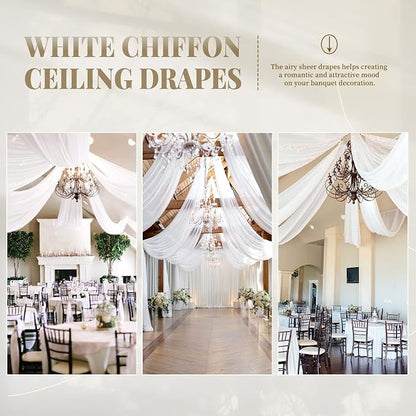 6 Panels White Ceiling Drapes for Wedding Ceiling Drapes 5ftx10ft Wedding Arch - Image 9