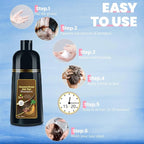Hair Dye Shampoo for Gray Hair Coverage, 3-in-1 Semi-Permanent Color Shampoo for Women & Men Chestnut Brown