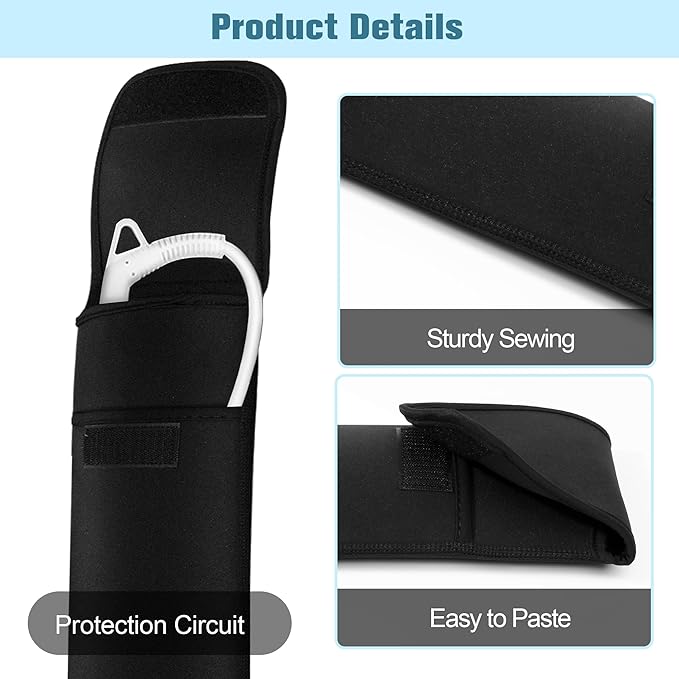 Women's Heat Resistant Neoprene Curling Iron Holder Flat Iron Curling Wand Travel Storage Cover Case Bag Pouch -Water-Resistant (Black)