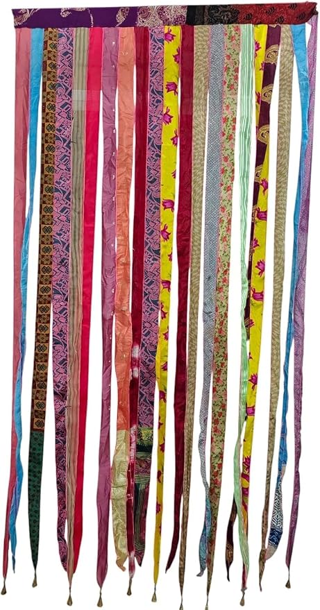 Mango Gifts Old Silk Sari Ribbon Doorway Curtain Hippie Bohemian Room Divider by MangoGifts