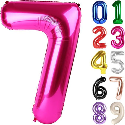 7 Balloon - Hot Pink Birthday Number Balloons, 40 Inch Party Decorations | Hot by ALPHADELTAPI