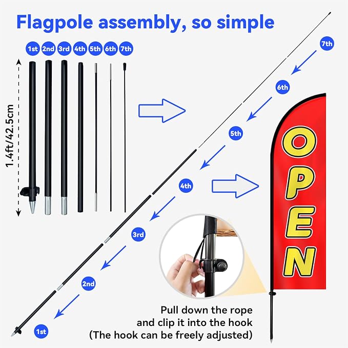 1PC Double-Sided OPEN Feather Flag - Image 7