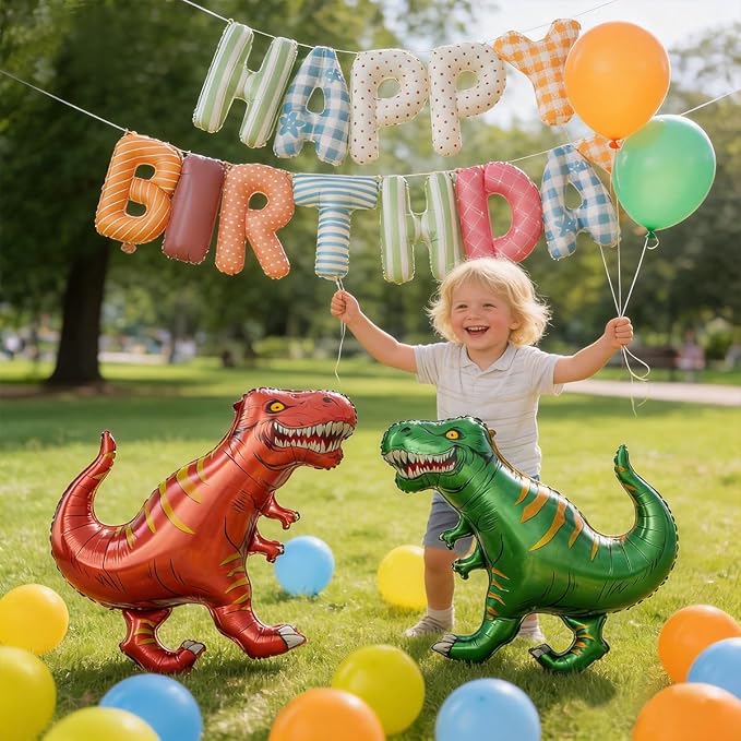 60 PCS Dinosaur Happy Birthday Foil Balloon Decoration Kit, Triceratops - Image 6