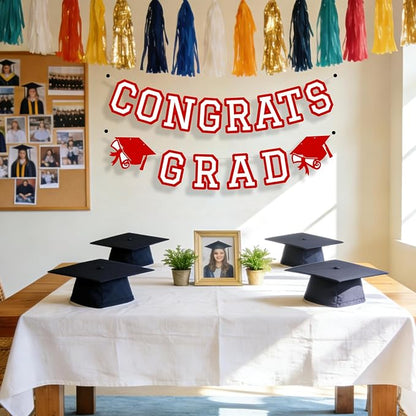 Congrats Grad Banner Graduation Party Banner Decoration Hanging Garland High - Image 4