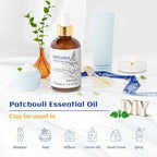 HIQILI Patchouli Essential Oil Organic, 100% Pure, for Diffuser, Homemade Perfume, Skin Care, Aromatherapy, Gift for Hippie Friend-30ML