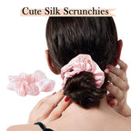 Mulberry Silk Hair Scrunchies, 100% Silk, No Damage for Frizz Prevention, Sleep and Night Scrunchie, Hair Accessories for Women (Pink, 1 Count)