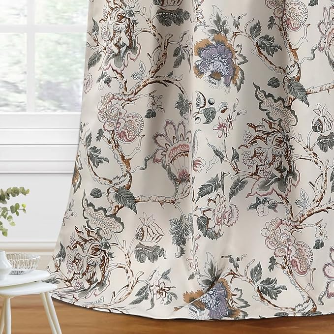 H.VERSAILTEX Blackout Curtains 63 Inch Length 2 Panels Set Floral Print Curtain by HVERSAILTEX