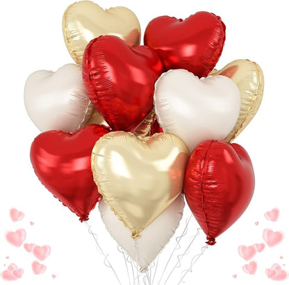 Red Gold Heart Balloons Foil by TAOYE
