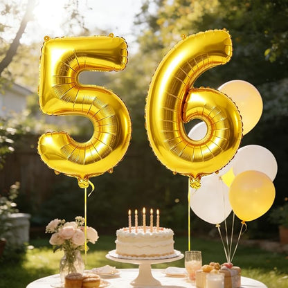 40 Inch Number 56 Balloons for 56th Birthday Party Decorations, 0-100 Gold - Image 3