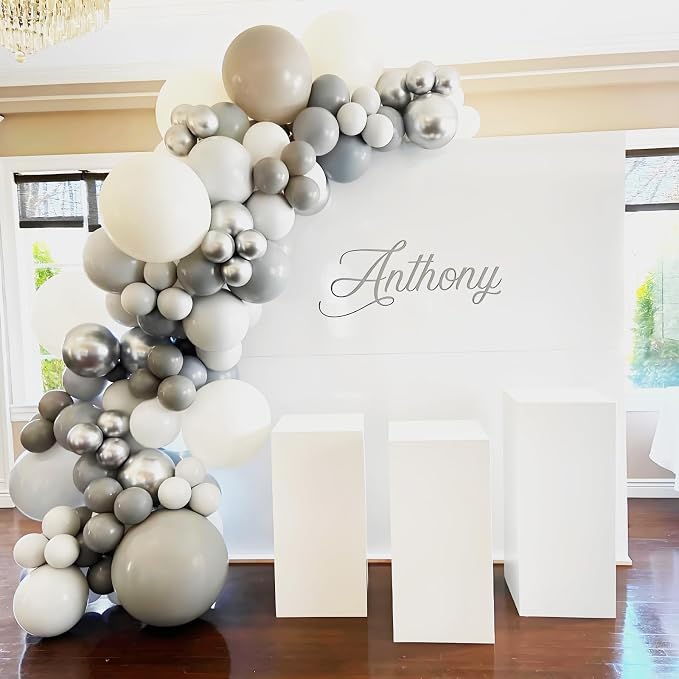 Awenztech 122pcs Gray Latex Balloons in 18 12 10 5 inches | Birthday, Baby - Image 6